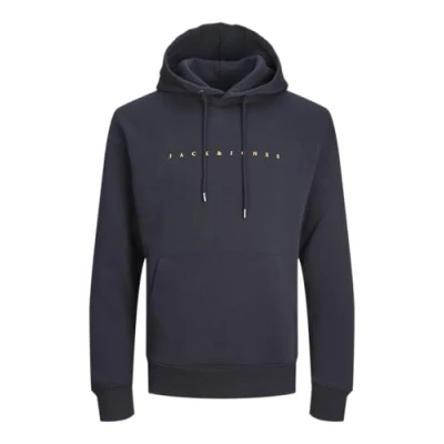 Image of JACK&amp;JONES Plus Men&#039;s Jjestar Jj Sweat Hood Noos Pls Sweatshirt, Dark Navy, 3XL UK