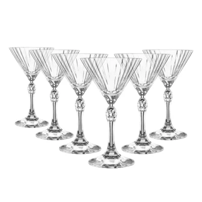 Image of Bormioli Rocco America &#039;20s Martini Glasses Vintage Art Deco Coupe for Wine, Espresso 155ml Clear Pack of 6