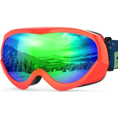 Image of OutdoorMaster Kids Ski Goggles Helmet Compatible Snow for Boys &amp; Girls with 100% UV Protection VLT 18%