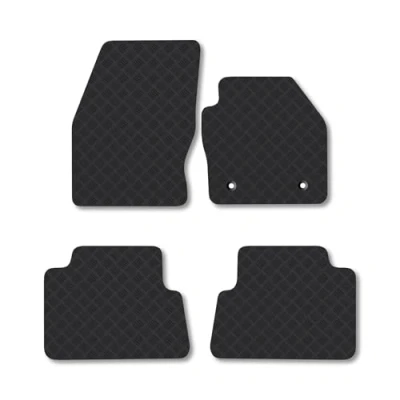 Image of Rubber Car Mats Compatible with Ford C Max (2011 2015) Tailored Fit Floor Set Accessory Black Custom 4 Pieces Clips Anti Slip Backing, Heavy Duty &amp; Waterproof