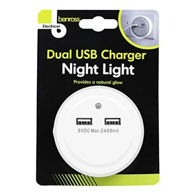 Image of Benross Night Light with Dual USB Charger 2.4A