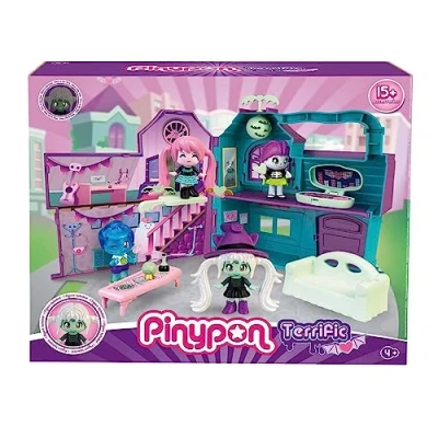 Image of Pinypon Terrific Mansion, Briefcase, Playset with Surprises and Glow in the Dark Accessories, Includes a Witch Figure, for Boys Girls Ages 4, Famous (PNY48000)