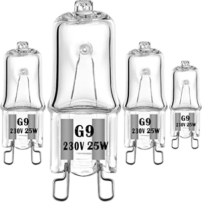 Image of EKSAVE 4 x G9 Halogen Oven Bulbs 25W 230V for and Microwave Cooker Bulb Wax Melt 370lm 300 Degree C Heat Tolerant Light