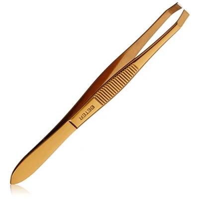 Image of Beter Professional crab tip eyebrow tweezers, copper plated, maximum precision, stainless