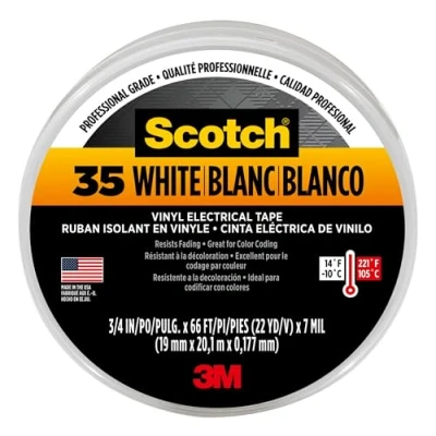 Image of Scotch© 35 Vinyl Electrical Tape White 19 mm x 20 m