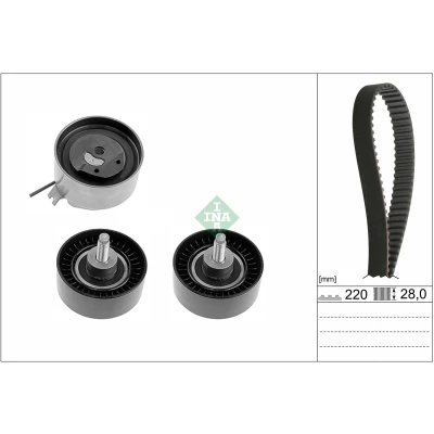 Image of 05066826AA, 05066827AA, 05093931AA, 05142573AA, 05142579AA Timing belt kit INA 530 0456 10 220 JEEP: Cherokee III