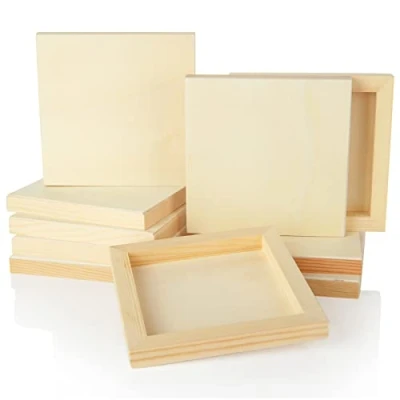 Image of FVIEXE 10PCS Wood Panels for Painting, 6 x Inch Craft Canvas Panel Boards, Unfinished Cradled Arts &amp; Crafts, Wooden Painting Pouring Board