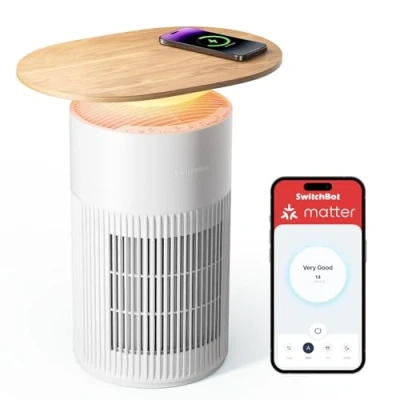 Image of SwitchBot Air Purifier with Night Light, CADR 400m3/h for up to 83㎡, 3 Layer Filtration System removes 99.97% of Pollutants, 20dB Sleep Mode, Supports Alexa&amp;App Control, Chew Proof Wire ideal Pets