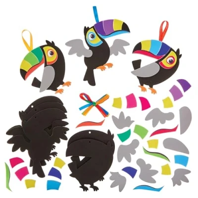 Image of Baker Ross FN172 Toucan Mix &amp; Match Decoration Kits Pack of 8, Craft for Kids