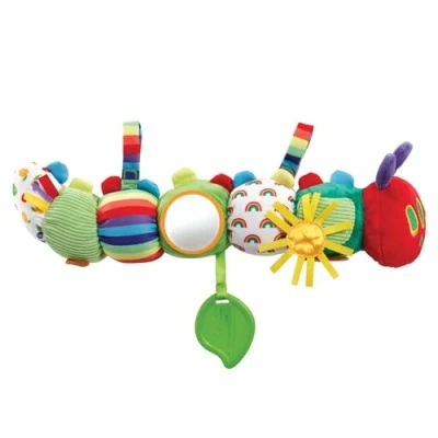 Image of Rainbow Designs Very Hungry Caterpillar Sensory Baby Toy Soft Activity with Crinkle Sounds, Rattle, Mirror &amp; Teether Learning for Toddlers Buggy Cot Attachable