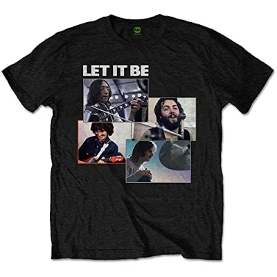 Image of Paradiso Clothing THE Beatles LET IT BE Recording Shots Unisex Print Tshirt, Size: Large, Black