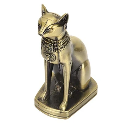 Image of Hztyyier Ancient Egyptian Cat Statue, 5.9&quot; Collectible Metal Figurine Model Home Furnishing Ornaments Desktop Decor