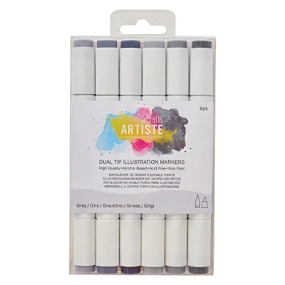 Image of docrafts Dual Tip Illustration Markers, Grey, 9.2 x 1.7 15 cm