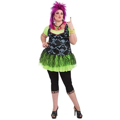 Image of Rubies Women&#039;s 80&#039;s Punk Lady Costume Adult Sized, Green, Plus
