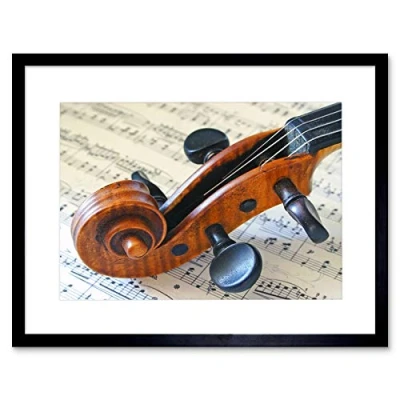 Image of Wee Blue Coo VIOLIN INSTRUMENT MUSIC CLASSICAL BLACK FRAME FRAMED ART PRINT PICTURE B12X9201