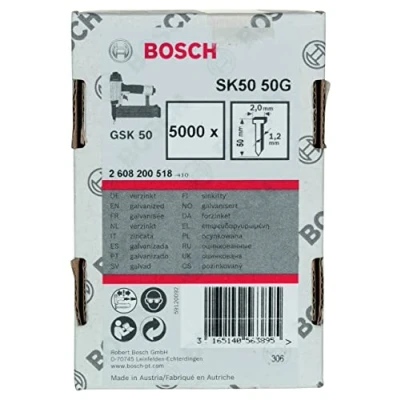 Image of Bosch Professional 5000x Finish Nails SK50 16G (1.2/18 g, 2.0x1.00x50 mm, Galvanised, Accessories for Nail Guns, Pneumatic Nailers)