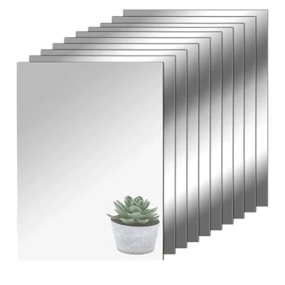 Image of TSKDKIT 10Pcs Self Adhesive Mirrors Sheets Thickened Acrylic Mirror Tiles 2mm Wall High Clear Plastic for Bathroom, Bedroom, Door etc