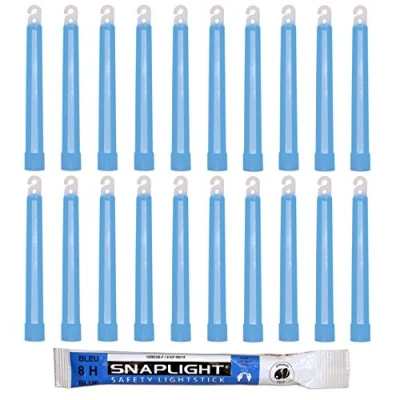 Image of Cyalume SnapLight Blue Glow Sticks 6 Inch Industrial Grade, High Intensity Light with 8 Hour Duration (Pack of 20)