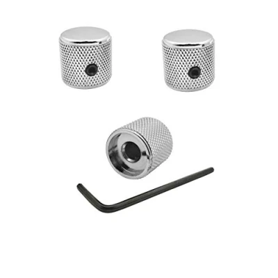 Image of Guyker 3Pcs Guitar Control Knobs for 1/4&quot;(6.4mm) Dia. Shaft Pots Dome Potentiometer Knob Compatible with Fender Telecaster Tele Style Electric or Precision Bass (Chrome)