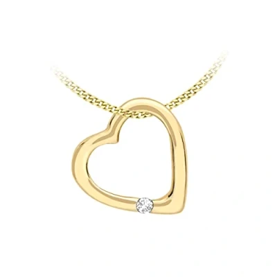Image of Carissima Gold Women&#039;s 9 ct Yellow Diamond Open Heart Pendant on Adjustable Curb Chain Necklace of 41 cm/16 inch 46 cm/18