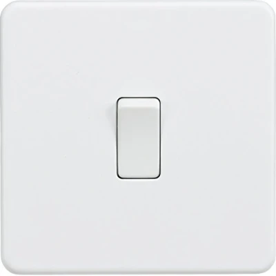 Image of KnightsBridge 10AX 1G DP Screwless Switch Matt White