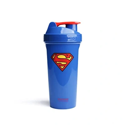 Image of SmartShake Lite Justice League Superman Protein Shaker Bottle 800ml BPA Free Leakproof Gym Shakes for Powder DC Comics Blue Water Gifts