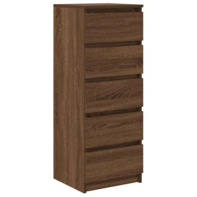 Image of vidaXL Sideboard with Drawers Brown Oak Cabinet/Buffet, Engineered Wood 5 Drawers, 37.5x35x99 cm Living Room, Dining Home Office Organiser, Modern Style