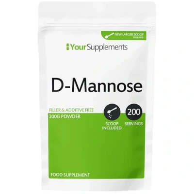 Image of Your Supplements D Mannose Pure Powder 200g Natural &amp; Non GMO Vegetarian Vegan Friendly Scoop Included