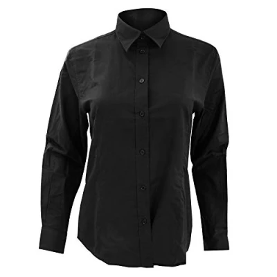 Image of Kustom Kit Ladies Workwear Oxford Long Sleeve Shirt (18) (Black)