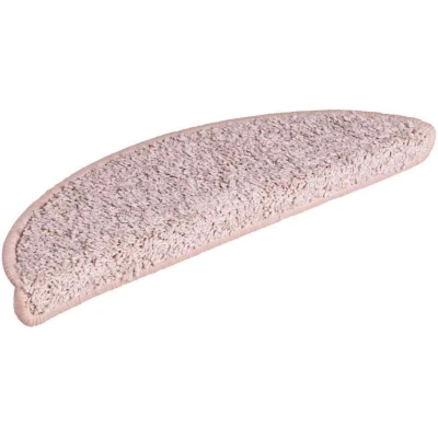 Image of vidaXL Carpet Stair Treads 15 pcs 100% PP Tufted Material Non slip Protection, Sound Dampening, Light Pink, 56x17x3