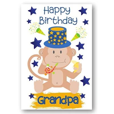Image of Second Ave Grandpa Children&#039;s Kids Monkey Birthday Card For Him Greetings