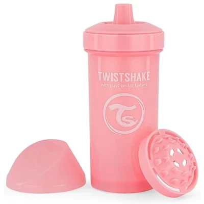 Image of Twistshake Kid Cup 360ml Leak Proof Baby Sippy with Hard Spout and Fruit Mixer Trainer Bottle for Kids &amp; Toddlers Spill Water Bottles Non BPA Free Pink