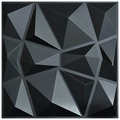Image of Art3d 3D Paneling Textured Wall Design, Black Diamond, 19.7&quot; x (12 Pack)