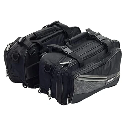 Image of Motorcycle Motorbike Pannier Bags Throw Over Saddle Soft Luggage Touring Panniers BikeTek Diablo