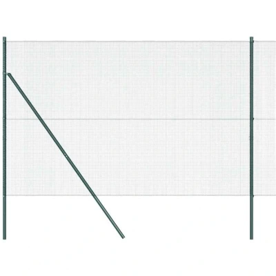 Image of vidaXL Welded Wire Fence with 13 Posts Green 1.6x25 m Steel