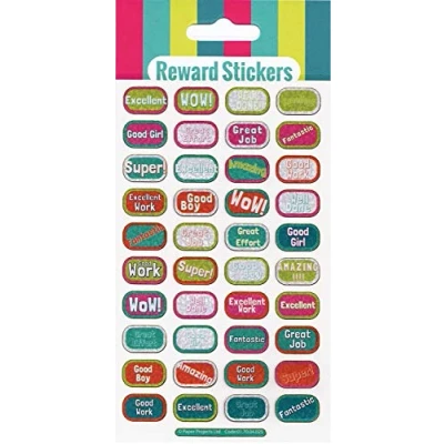 Image of Paper Projects 01.70.04.025 Captions Sparkly Reusable Stickers, White, 19.5cm x 9.5cm
