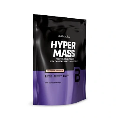 Image of BioTechUSA Hyper Mass Gainer with Carbs &amp; Protein Blend Micronised Creatine Gluten Free, 1 kg, Strawberry