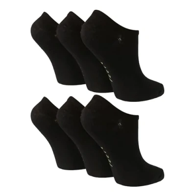 Image of WILDFEET 6 Pack Womens Bamboo Trainer Socks Ladies Plain Ankle with Foot Pattern (4 8, Black)