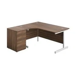 Image of 1600X1200 Single Left Hand Radial Desk Dark Walnut White