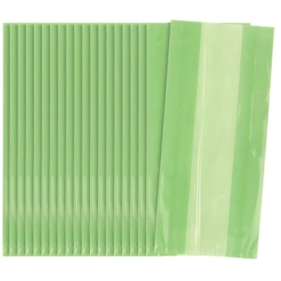 Image of Lime Green Large Cellophane Bags (27cm x 12cm) 30 Count Vibrant and Durable Packaging for Gifts Treats