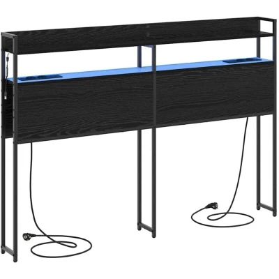 Image of Storage Headboard Black oak 135 cm Engineered wood vidaXL