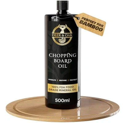 Image of Deer &amp; Oak Premium Chopping Board Oil 500ml Mineral Boards Food Safe Wood Slate Butchers Block 100% Grade Cutting
