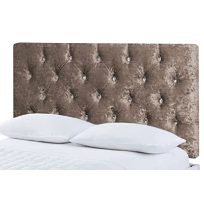Image of Gallop Sleep Chesterfield Headboard in Crush velvet for Divan Bed with Diamante Buttons (Champagne, Double 4 FEET 6 INCHES, Height 20 INCHES)
