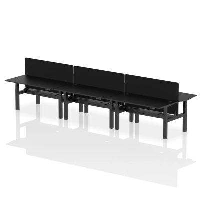 Image of Air B2B 1600x800mm Adjustable 6P Bench Desk CP Black/Black + Screen