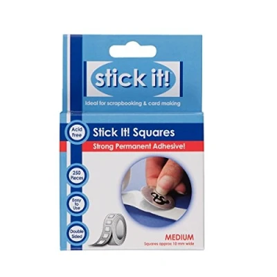 Image of Stick it Adhesive Squares, Medium, Pack of 250, White, 10mm, Squares for Card Making and Scrapbook Accessories, Foam Home School Supplies, Ideal Craft Projects