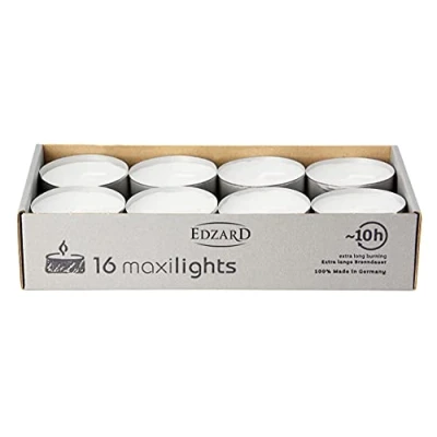 Image of EDZARD 16 Maxilights Maxi Tea Lights White, Diameter 58mmF