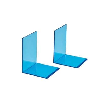 Image of MAUL Acrylic Bookend (Pack of 2), 10 x 13 cm, Book Holder, Organza for Children, Books, Office, Shelf, Support in Stylish Design, Furniture Friendly Blue
