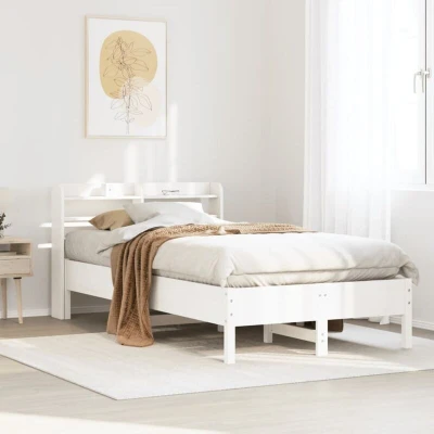 Image of vidaXL Bed Frame without Mattress White 75x190 cm Small Single Solid Wood Pine