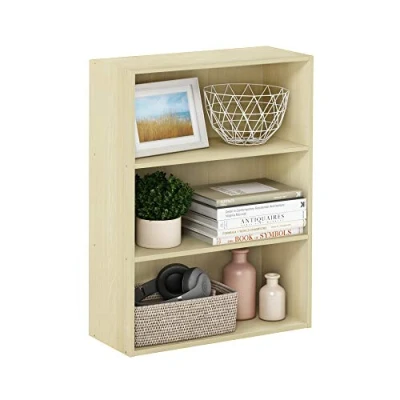 Image of Furinno Pasir 3 Tier Open Shelf Bookcase, Steam Beech