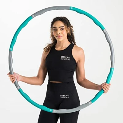 Image of Core Balance Wavy Weighted Hula Hoop For Adult Fitness Foam Padded Size Adjustable 1kg (Teal)